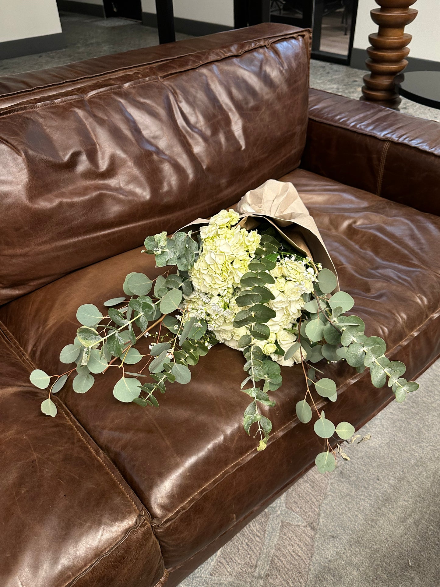 Timeless White Bush Roses & Hydrangea Bouquet